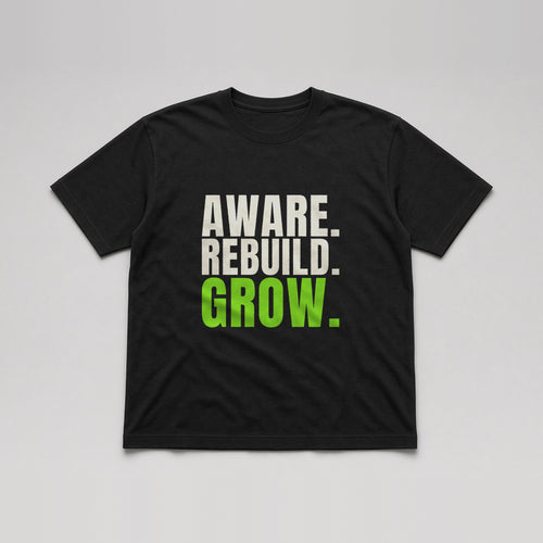 Aware. Rebuild. Grow. Tee in Black