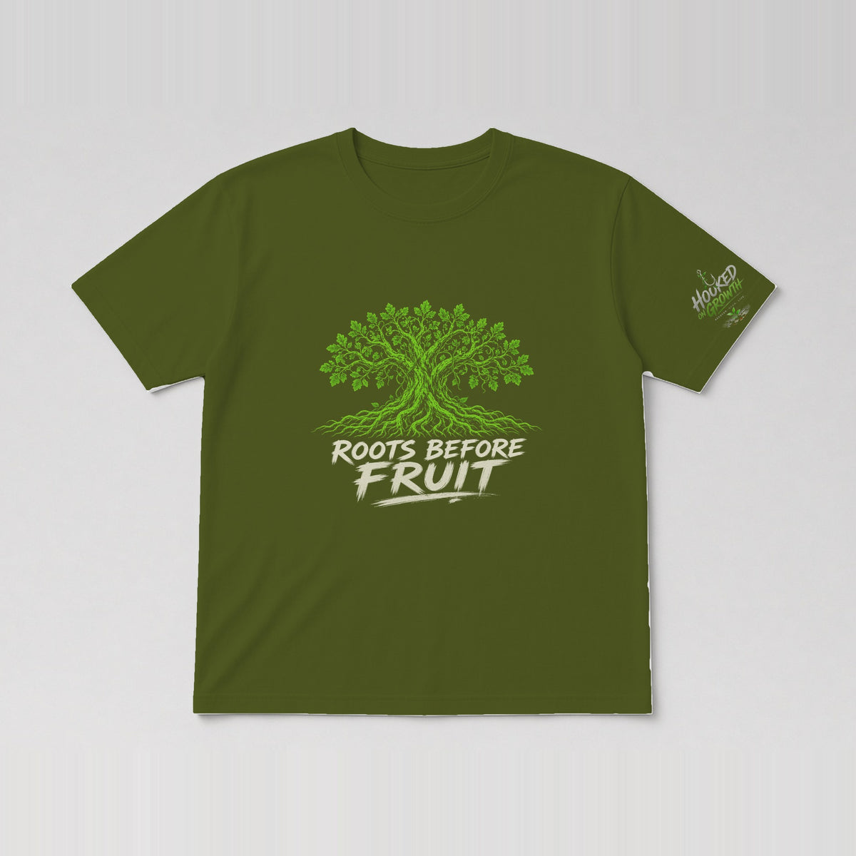Roots Before Fruit Tee Military Green