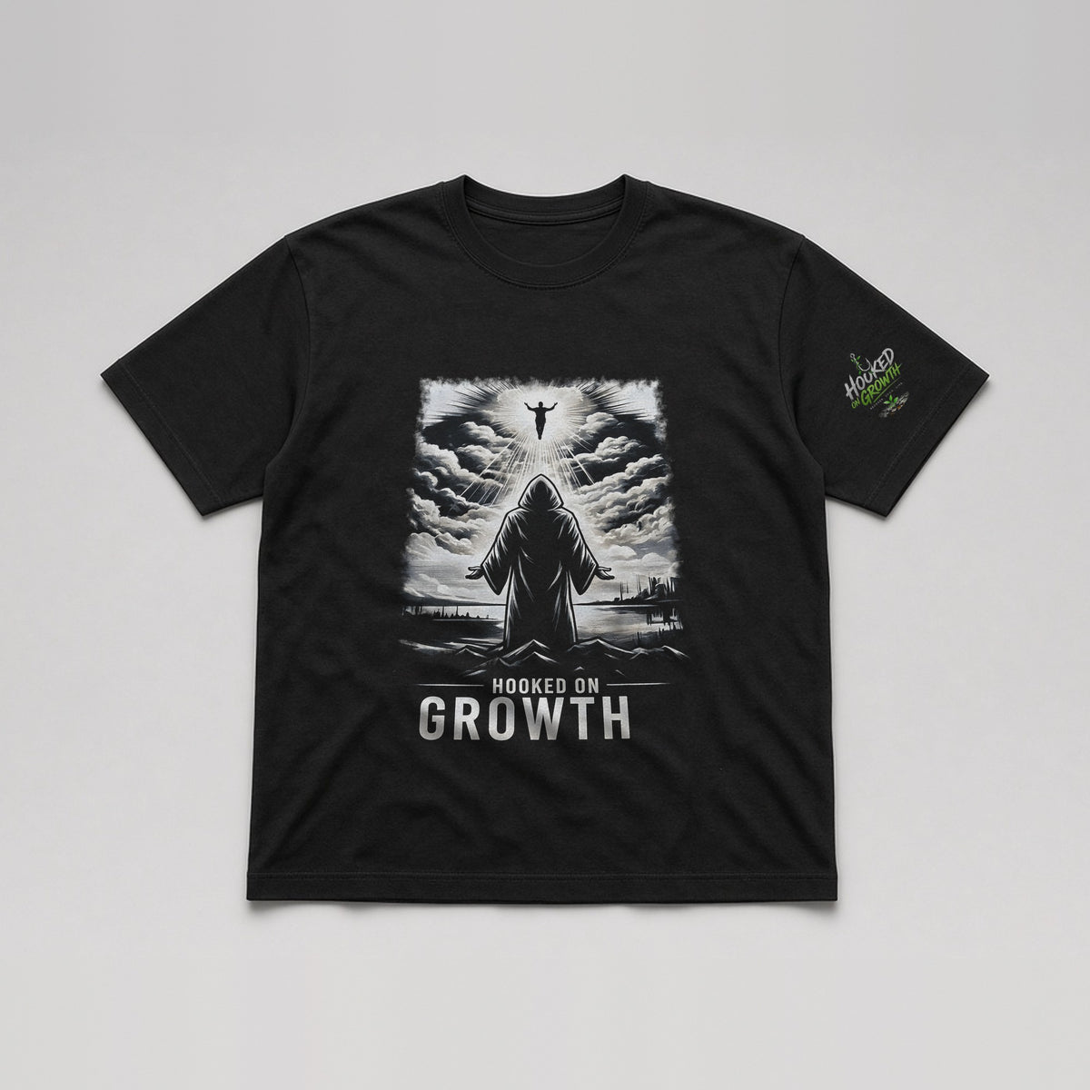 Hooded Figure: Rise Tee in Black