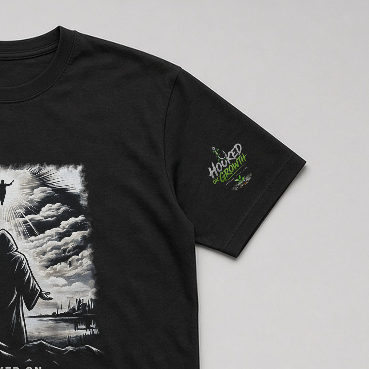 Hooded Figure: Rise Tee in Black, view 2