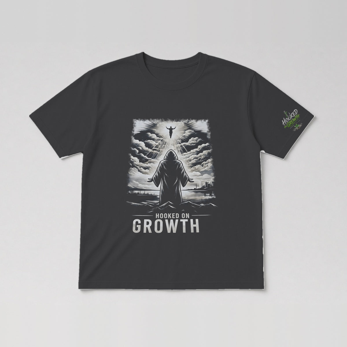 Hooded Figure: Rise Tee in Charcoal