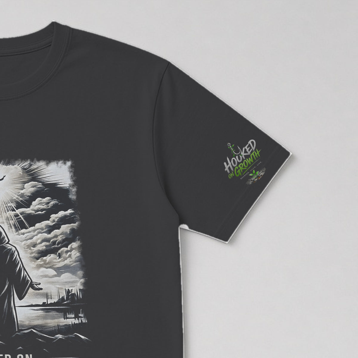 Hooded Figure: Rise Tee in Charcoal, view 2