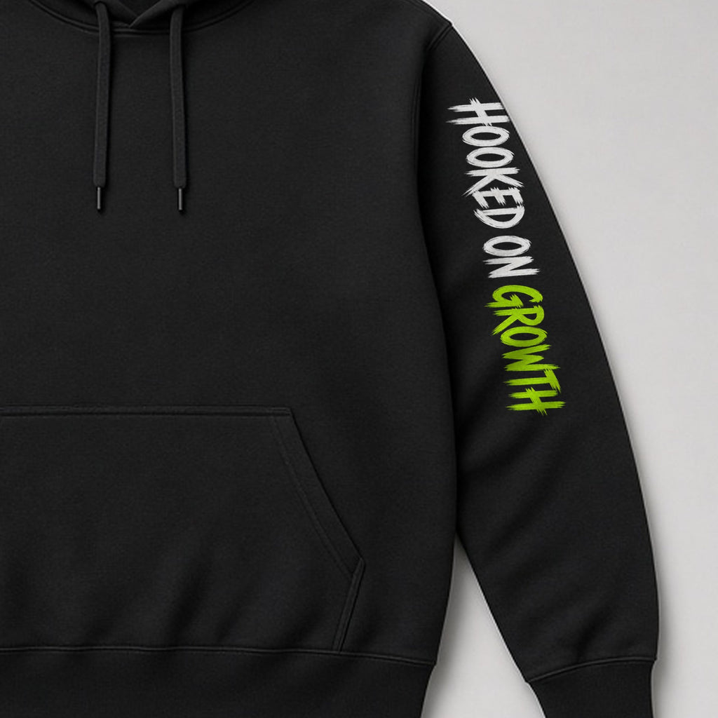 Hooked On Growth Sleeve Hoodie in Black, view 3