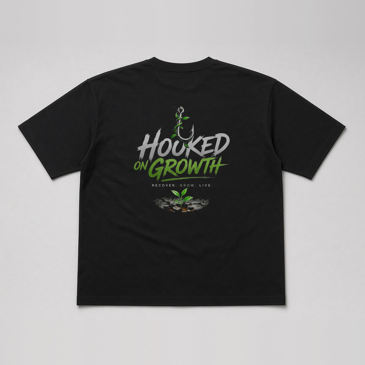 Hooked On Growth Logo Tee in Black, view 2