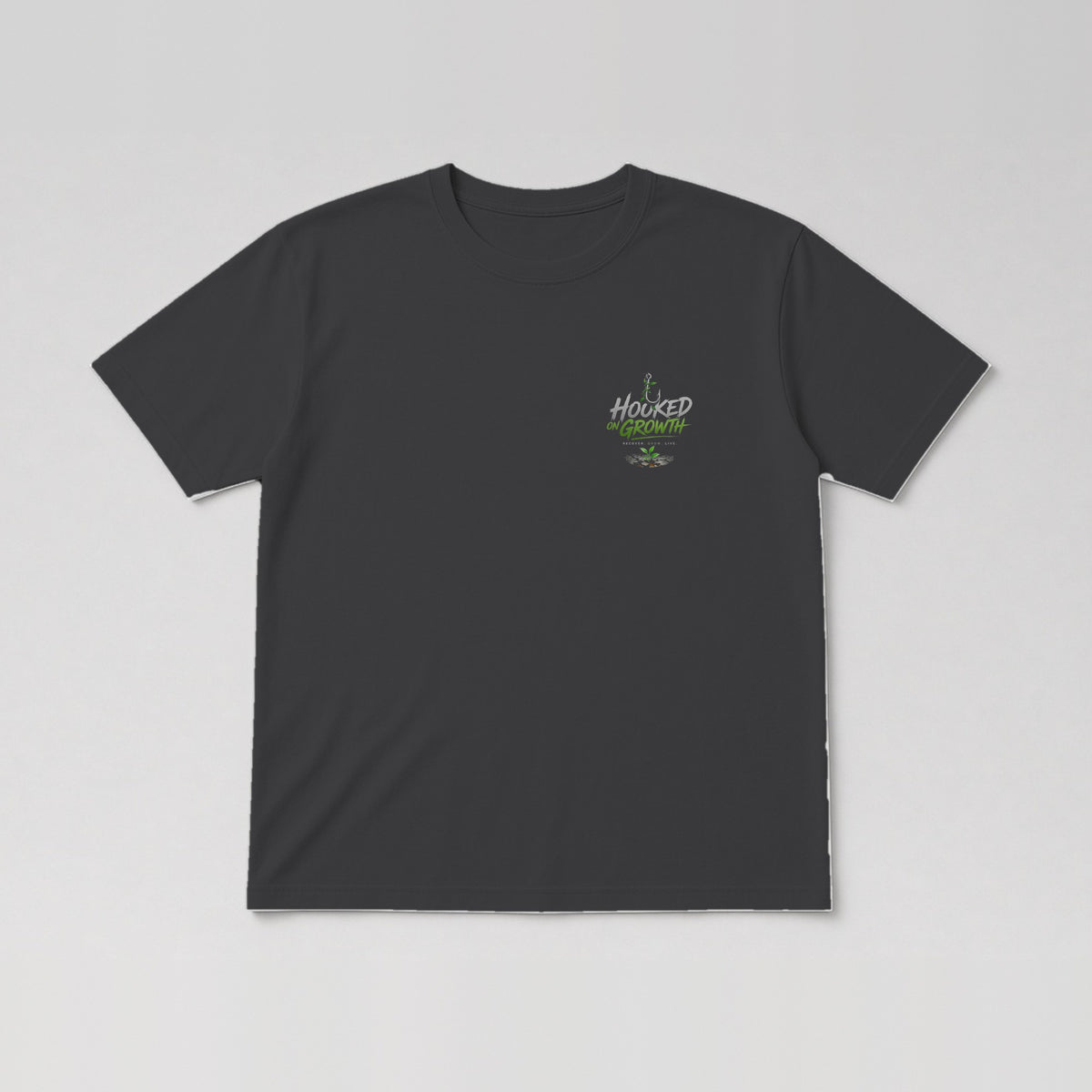 Hooked On Growth Logo Tee in Charcoal