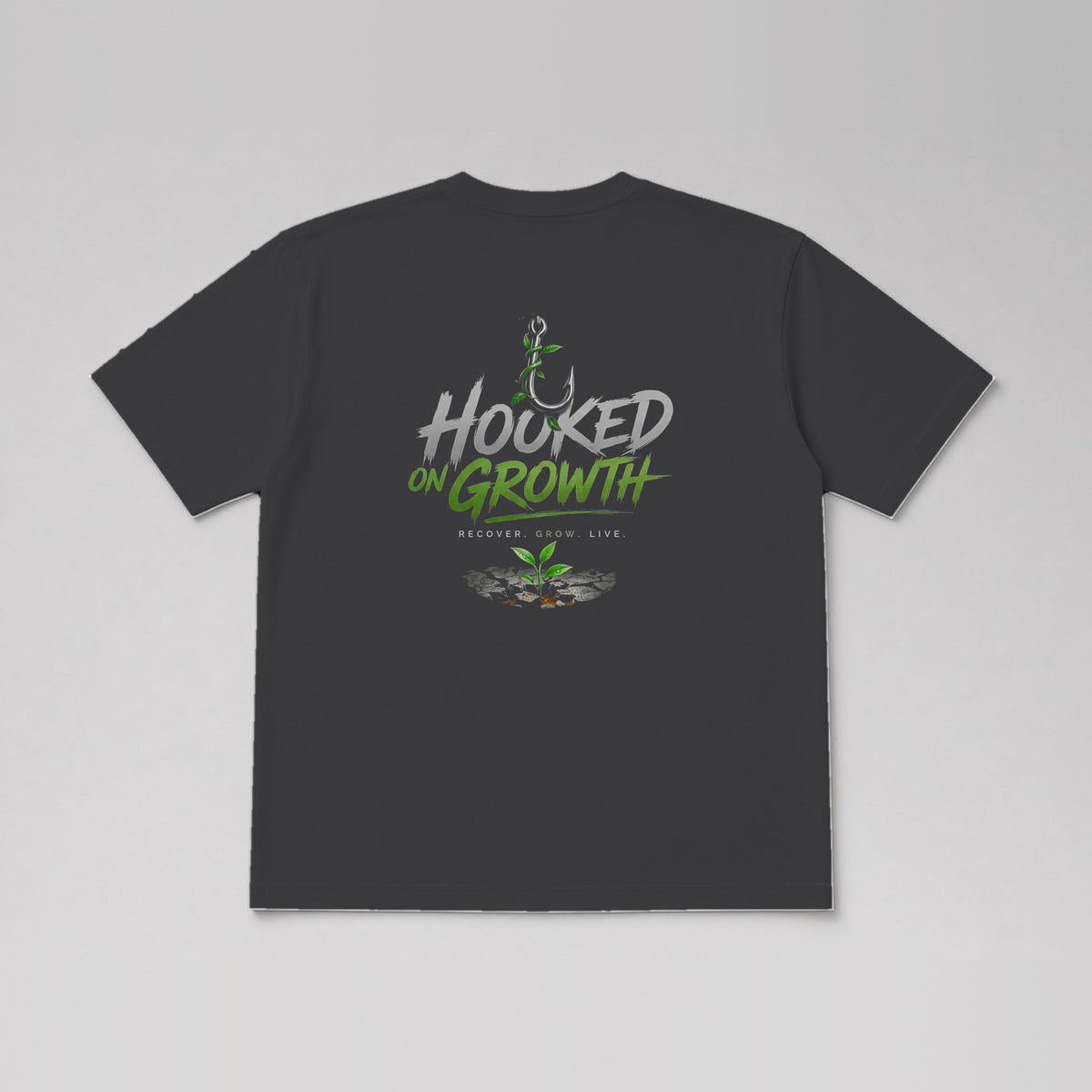 Hooked On Growth Logo Tee in Charcoal, view 2