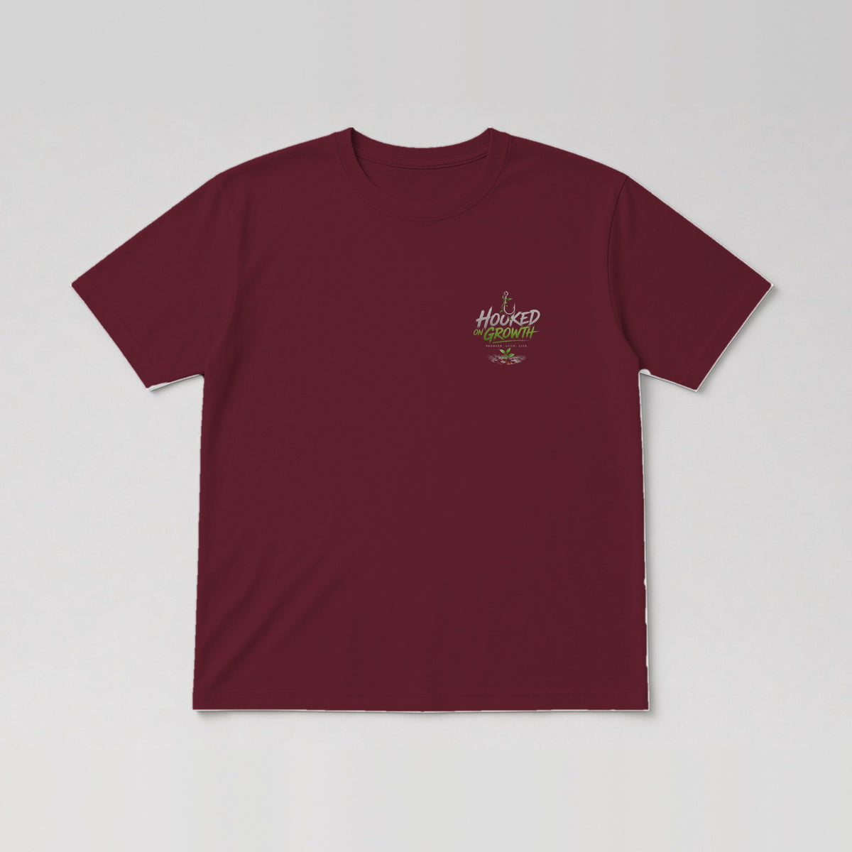 Hooked On Growth Logo Tee in Maroon
