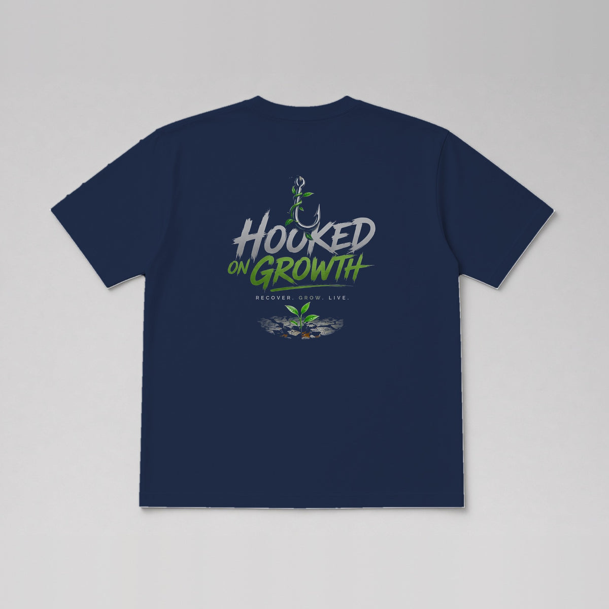 Hooked On Growth Logo Tee in Navy, view 2