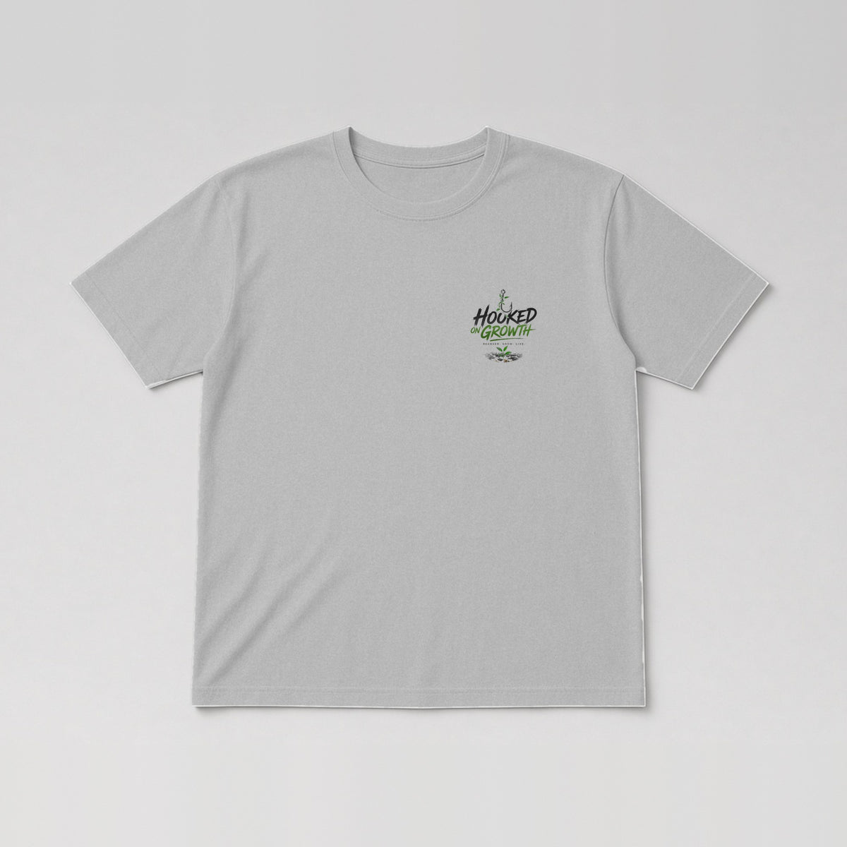 Hooked On Growth Logo Tee in Sport Grey