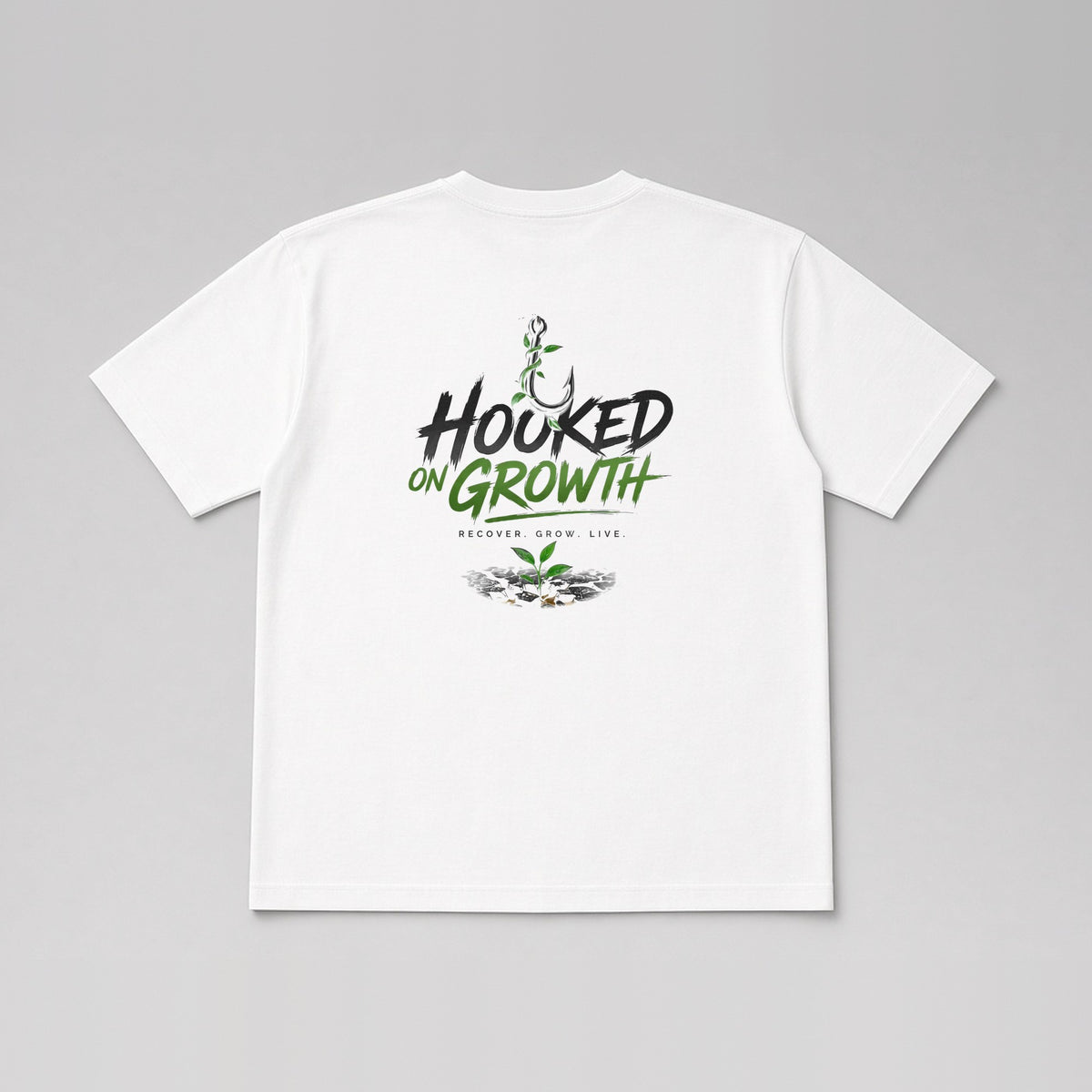 Hooked On Growth Logo Tee in White, view 2