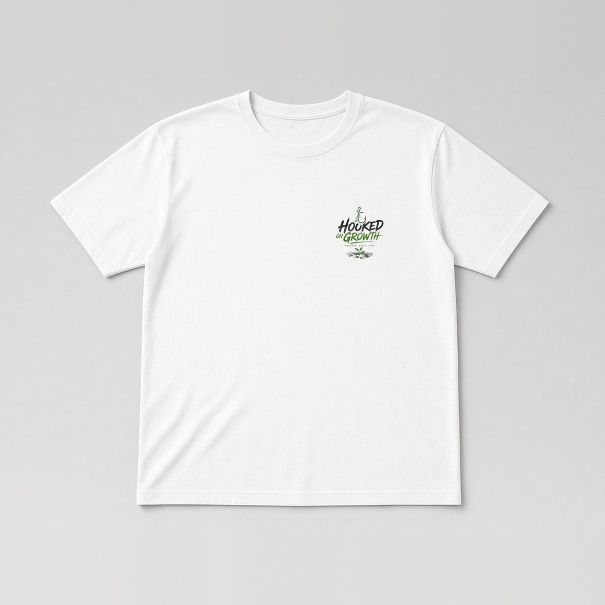 Hooked On Growth Logo Tee in White
