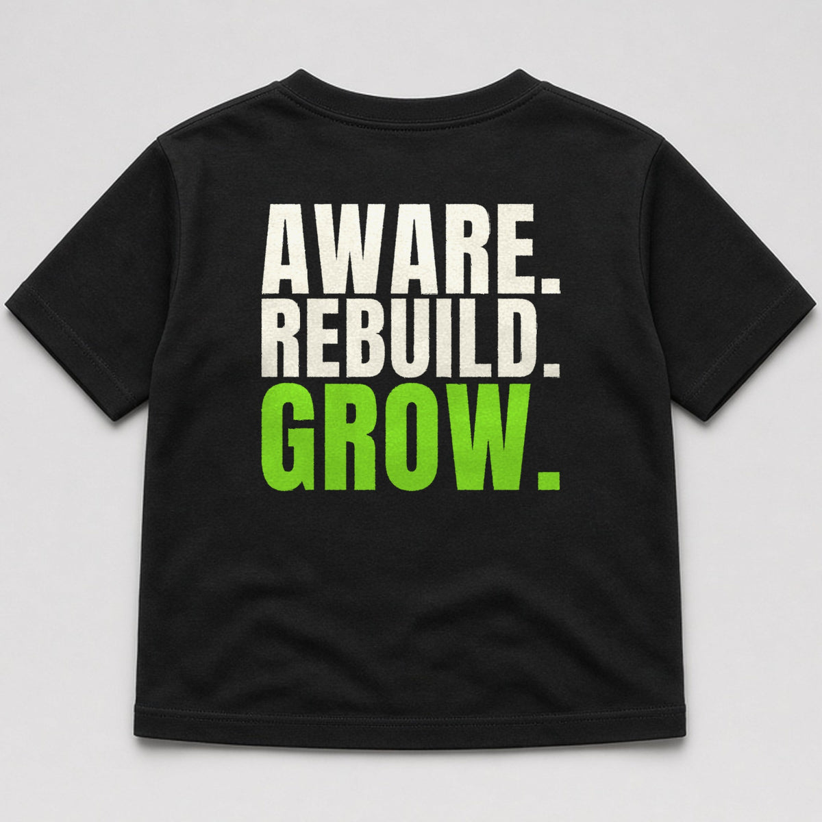 Aware. Rebuild. Grow. Dog Tee in Black