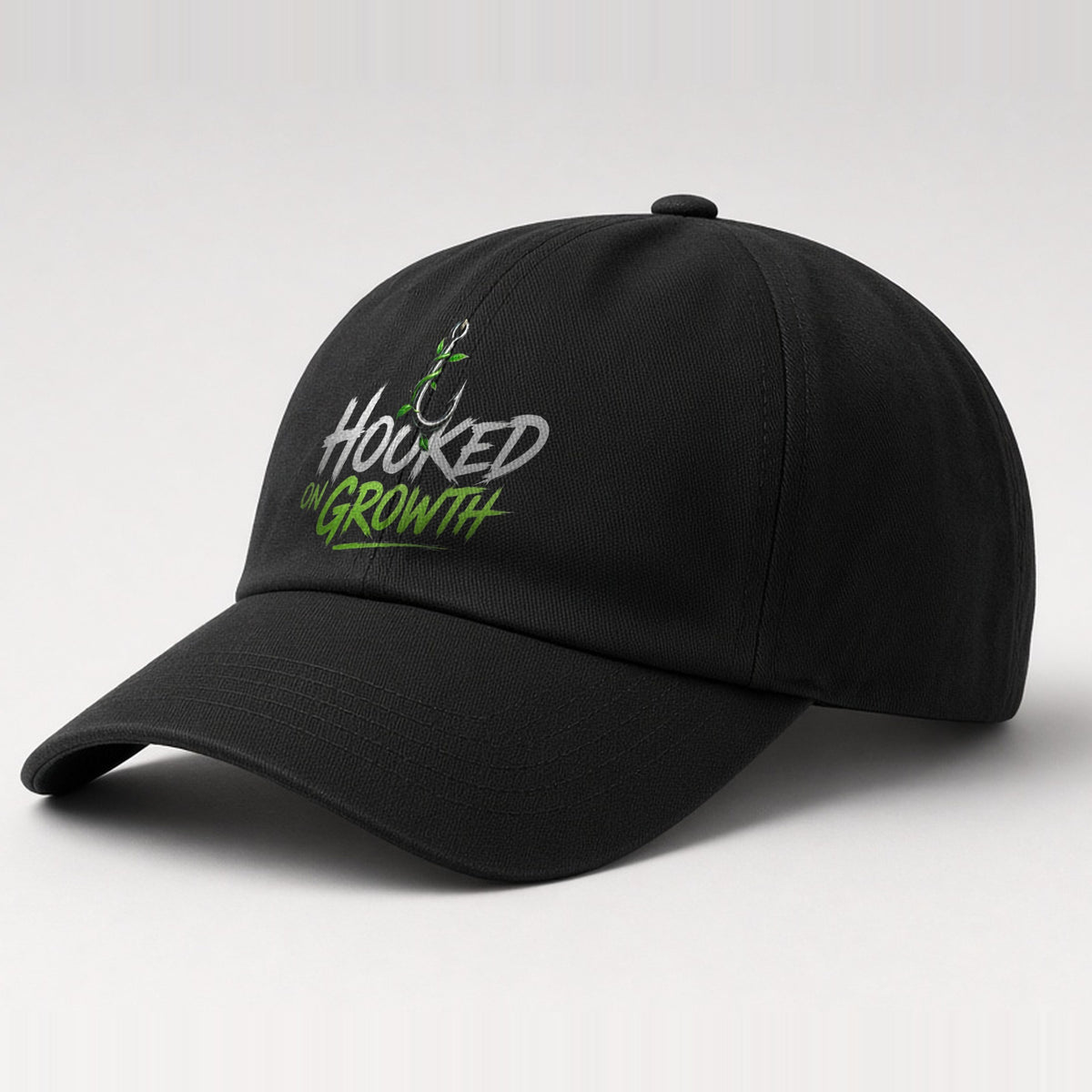 Hook & Wordmark Hat, Dad Hat, Black