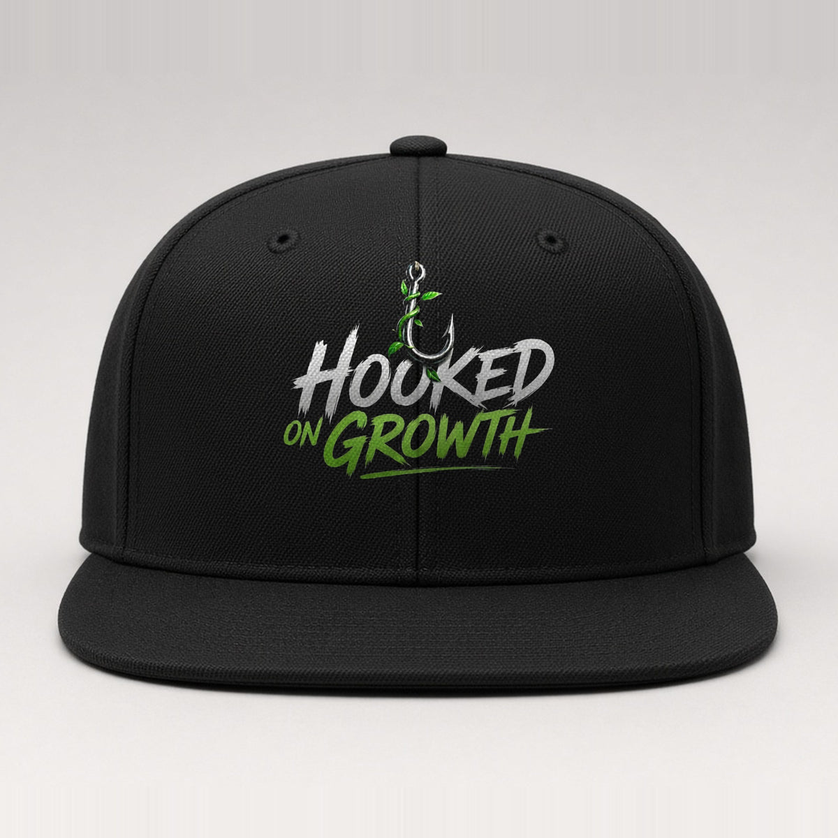 Hook & Wordmark Hat, Snapback, Black