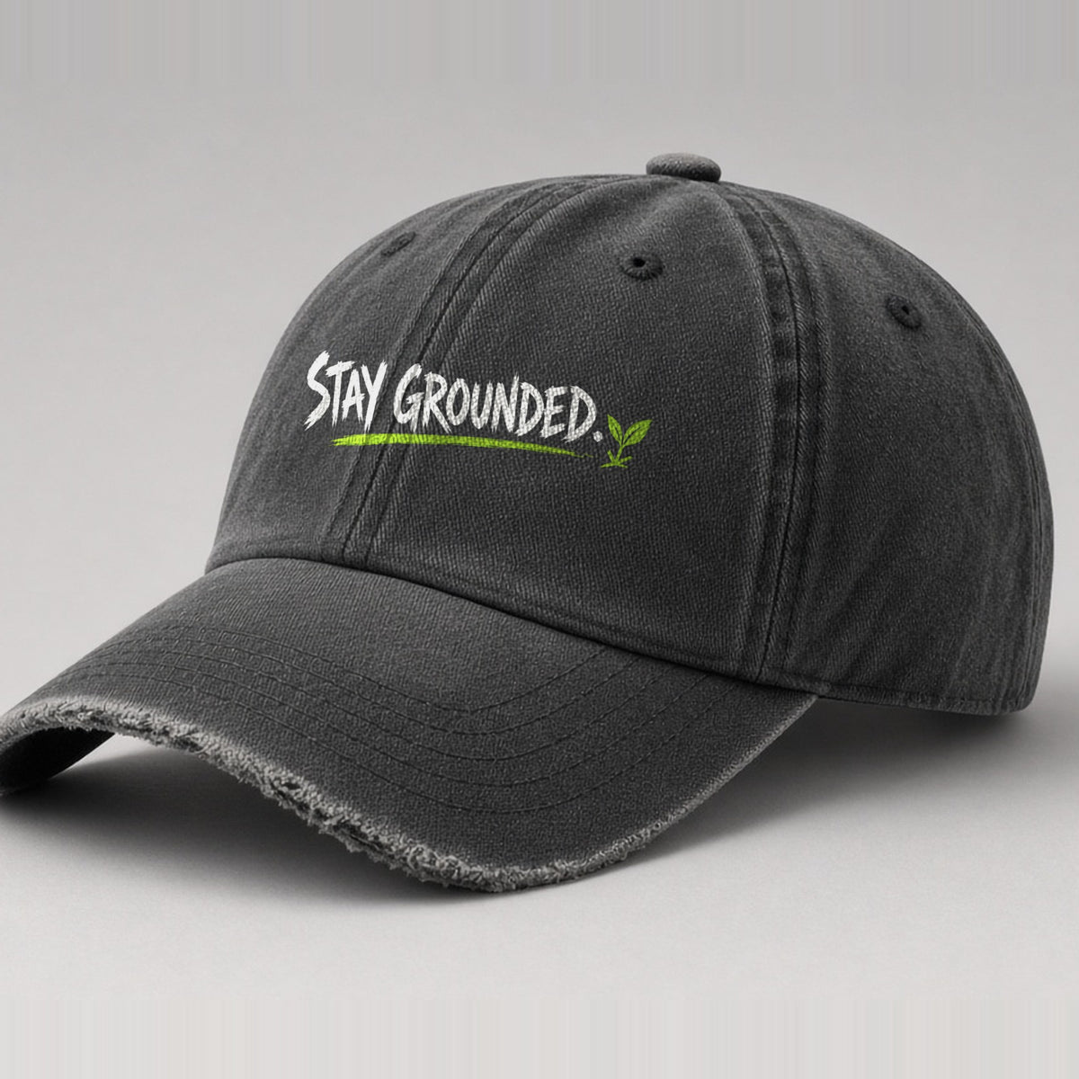Stay Grounded Washed Cap in Washed Charcoal