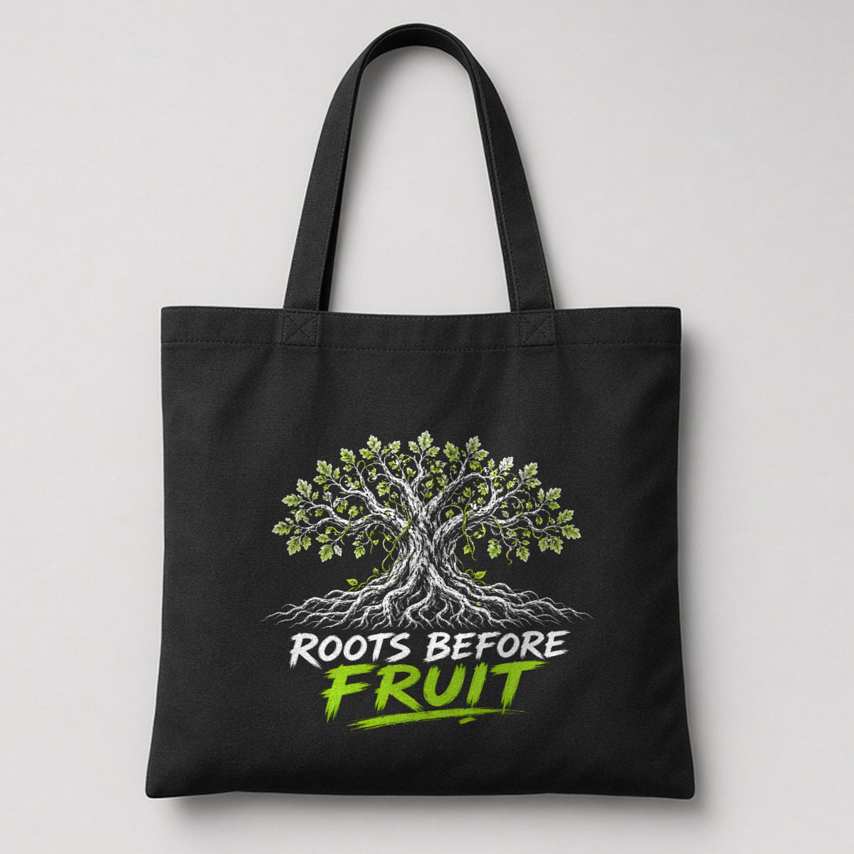 Roots Before Fruit Tote in Black