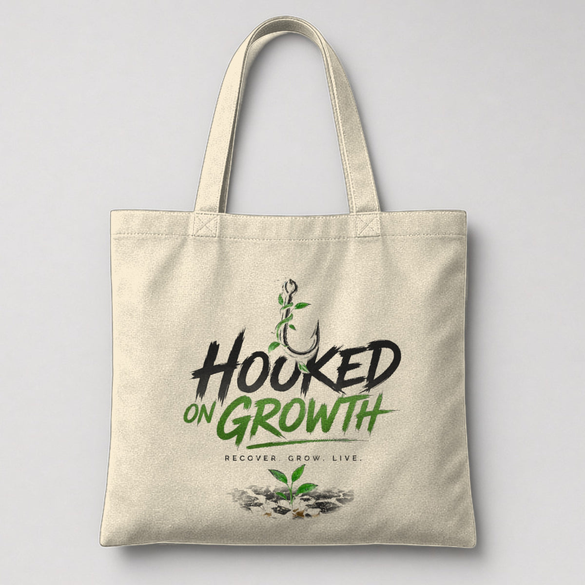 Hooked On Growth Logo Tote in Natural