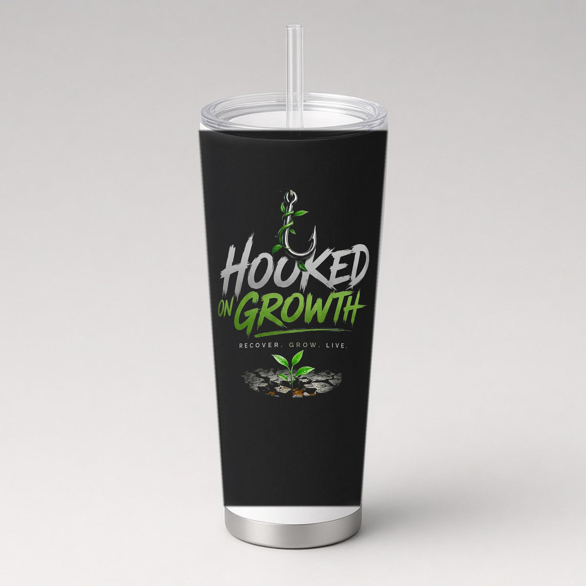 Hooked On Growth Logo Tumbler in Black